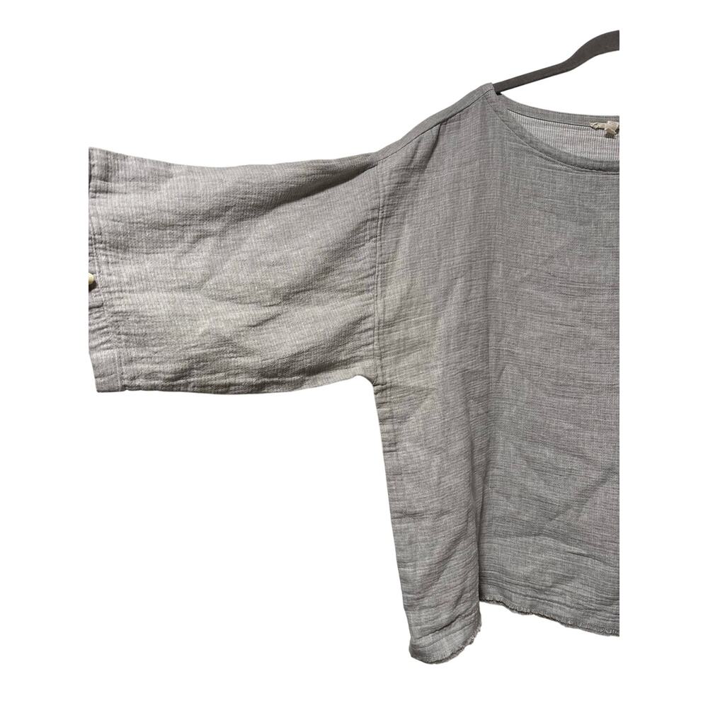 Eileen Fisher Organic Linen Cotton Gray Boxy Top Women’s XL 3/4 Sleeve Casual - Picture 3 of 8